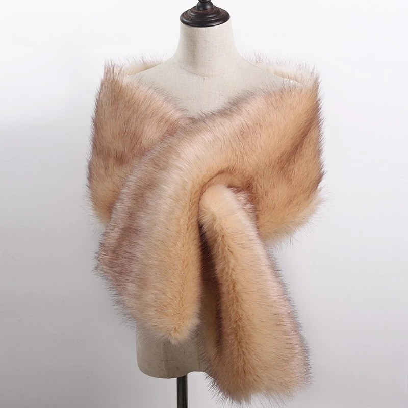Autumn and Winter Womens Fur Hair Big Shawl Fashion Evening Dress Thick Cloak Neck Scarf Dual Use 251013