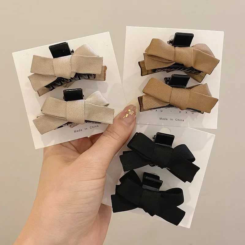 2pcsset Small Bow Grab Clip Edge Clip Sweet Princess Hairpin Women Black Bangs Side Clip Hair Accessories Hairpin HeaddressesW251028