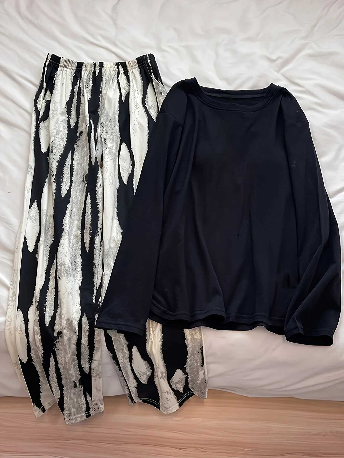 HighAesthetic New Womens Pajama Set for Autumn Winter Minimalist Casual LoungewearT251029