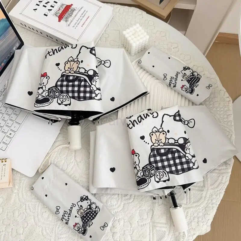 Sanrio Hot Sanrio Hello Kitty Foldable Umbrella Kawaii Anime Uv Protection Sun Protection and Shade Sunshine and Rain Dual Use Umbrella L251029