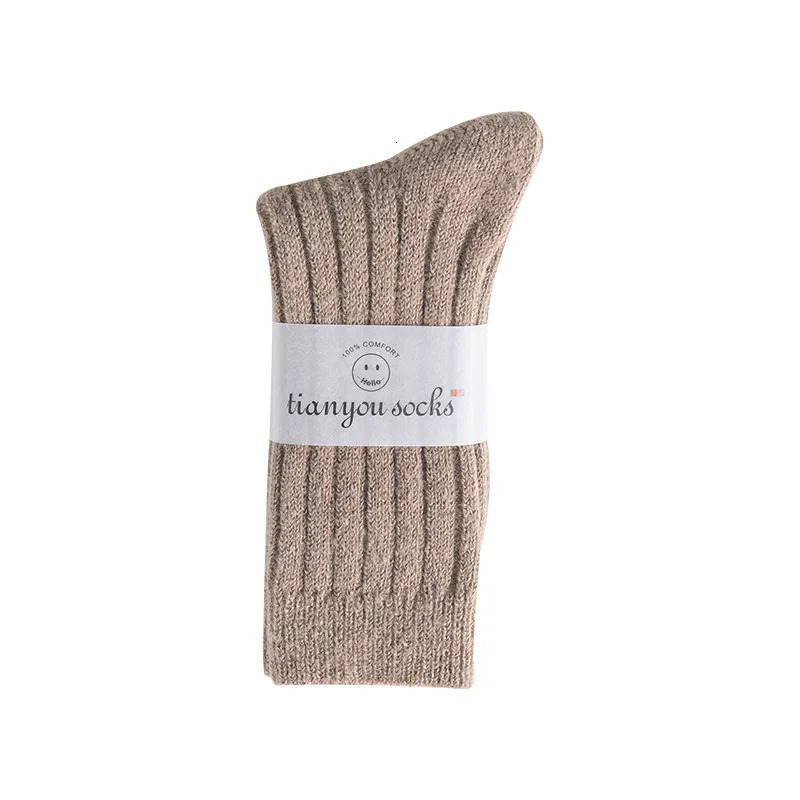 Winter Cashmere Wool Women Socks Casual Japanese Fashion Solid Color Thicker Long Sock Girls Thermal Warm Crew Sock 251029