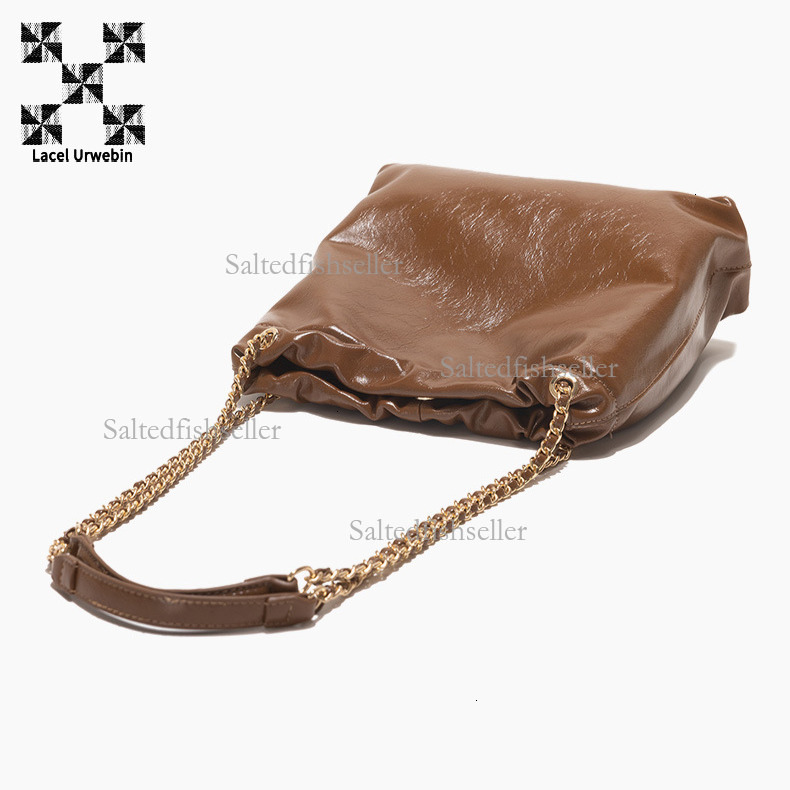 Lacel Urwebin Designer Women's Underarm Shoulder Bag Fashion Chain Drawstring Large Capacity Bucket Bag Simple Suede Handbag Trendy Brand Versati