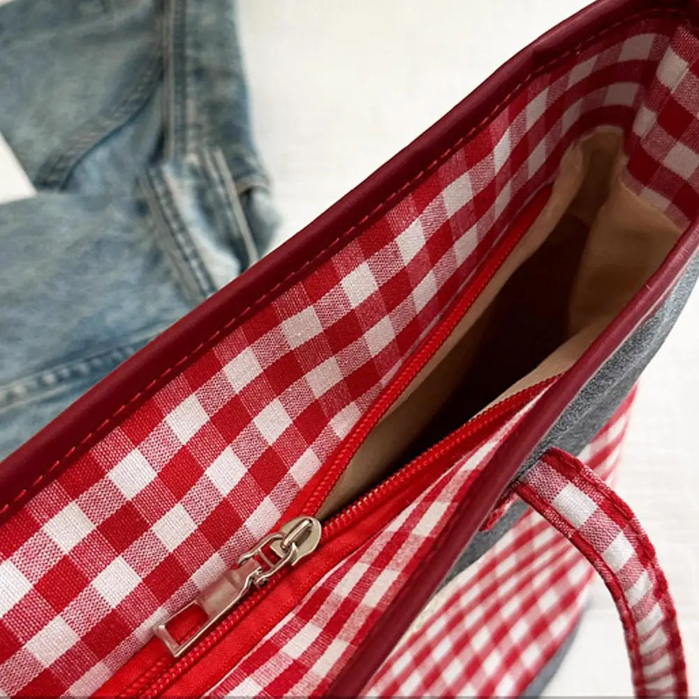 Korean Style Womens Bag Retro Lattice Casual Plaid Underarm Bag Fashionable Sweet Bowknot large capacity Shoulder Tote Bag 251029