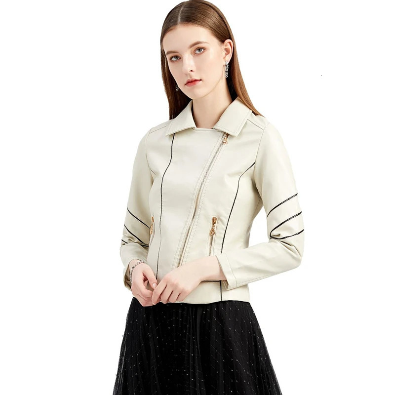 Red PU Faux Leather Jacket Women fashion Casual Biker Jackets Outwear Female Tops spring and autumn Black Leather Jacket Coat 251029