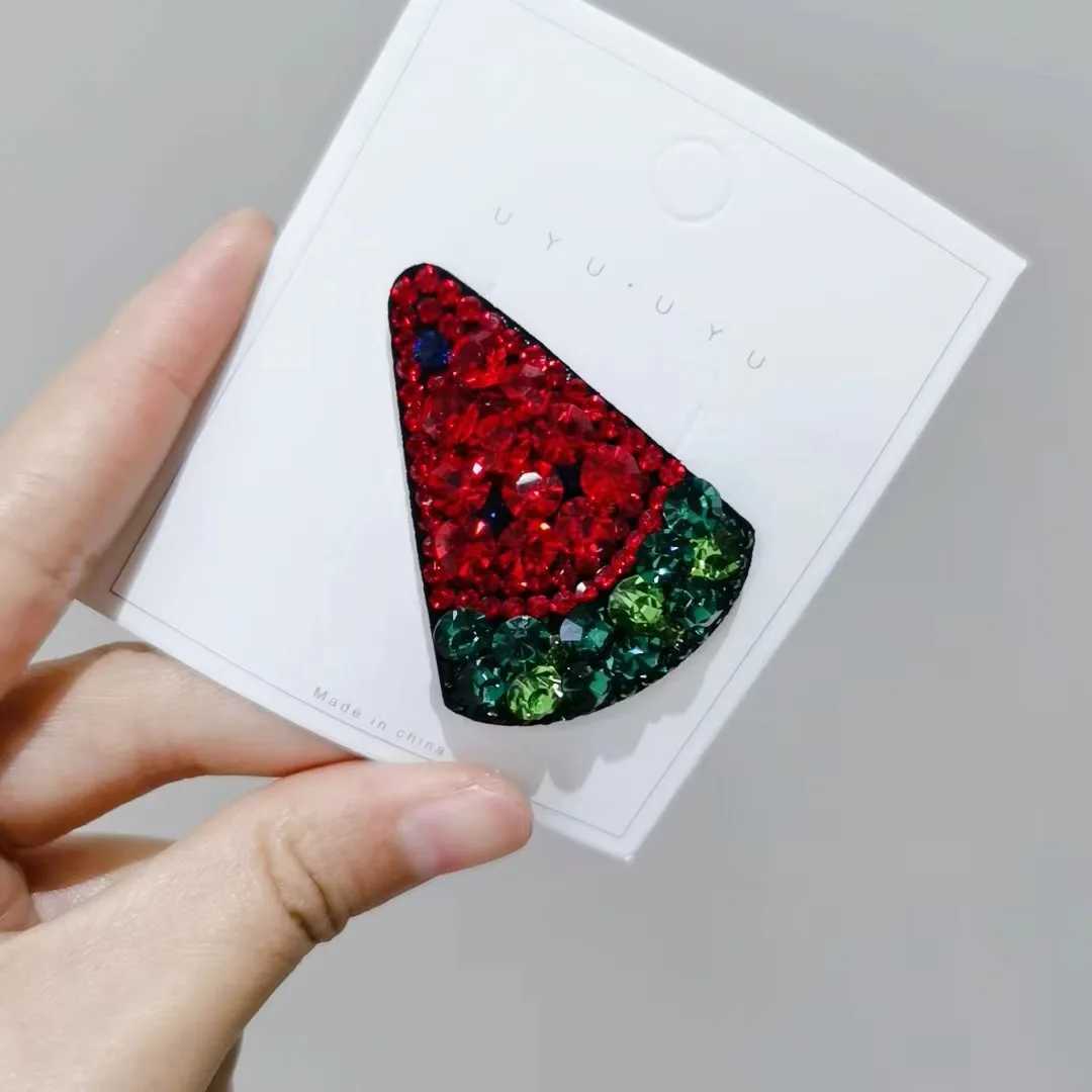 Super Flash Crystal Watermelon Hair Clips for Girl Gift Light Luxury Hair Jewelry Accessories For Women Trendy BB Clip W251028