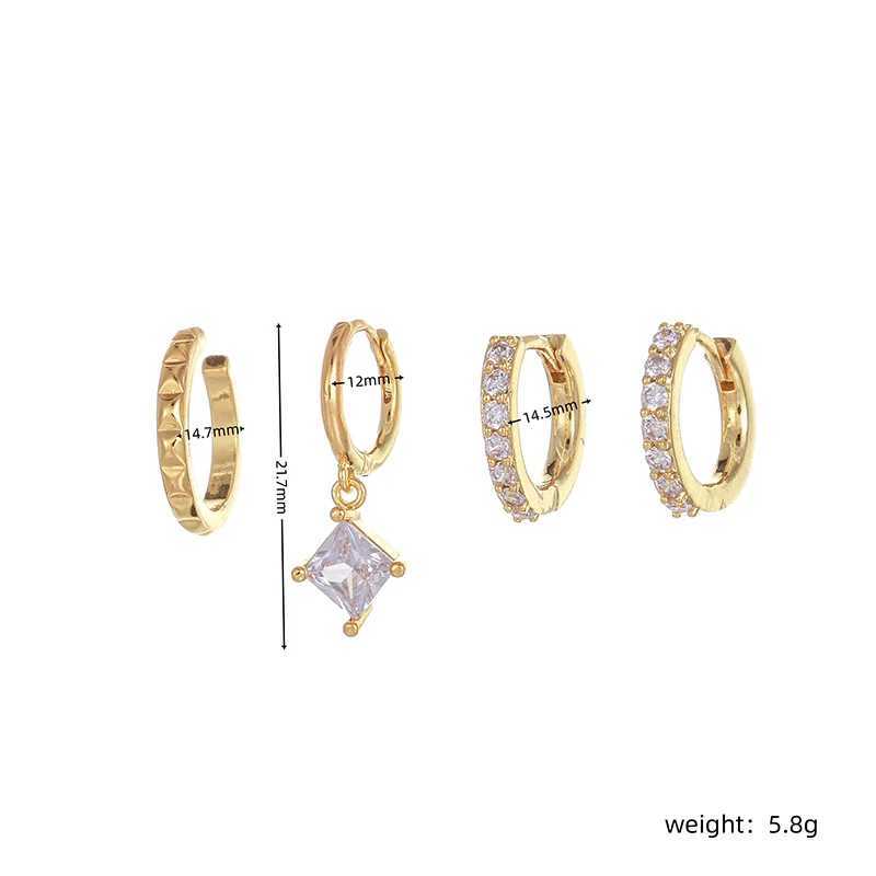 Elegant CZ Zirconia Geometry Dangle Earrings for Women Classic Silver Color Piercing Hoop Earrings Set Woman Fashion JewelryW251029