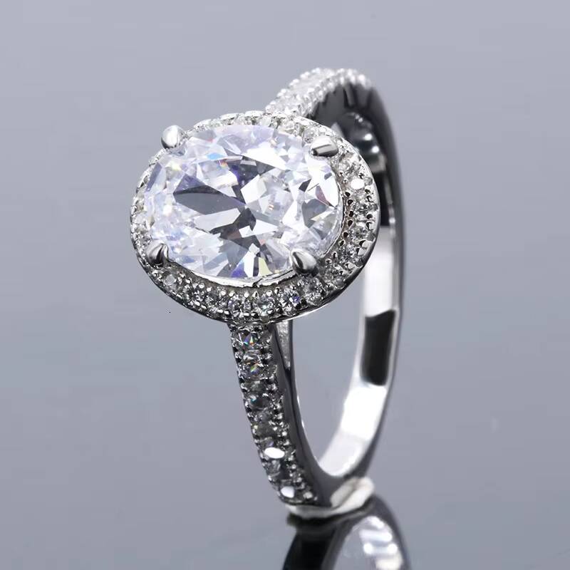 2ct Oval Stone Ring Sterling Silver 925 Gold Plated Rings VVS Moissanite Excellent Cut Oval Moissanite Ring for Gift