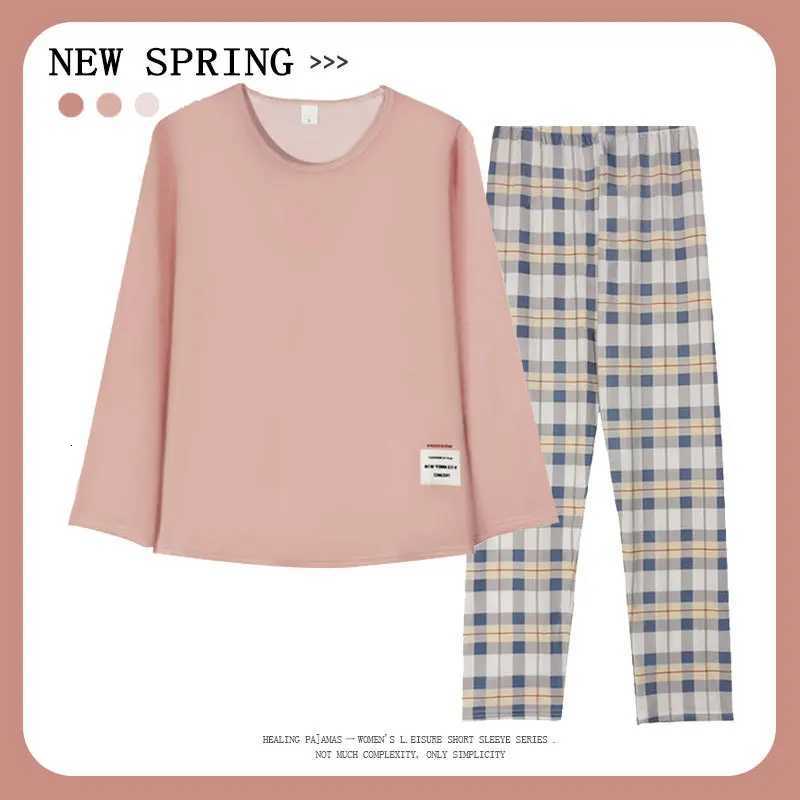 Spring and Autumn New Womens Pajamas Homewear Set Girls Students Plaid Leisure LongSleeved Casual Pajamas Womens Homewear SetT251029