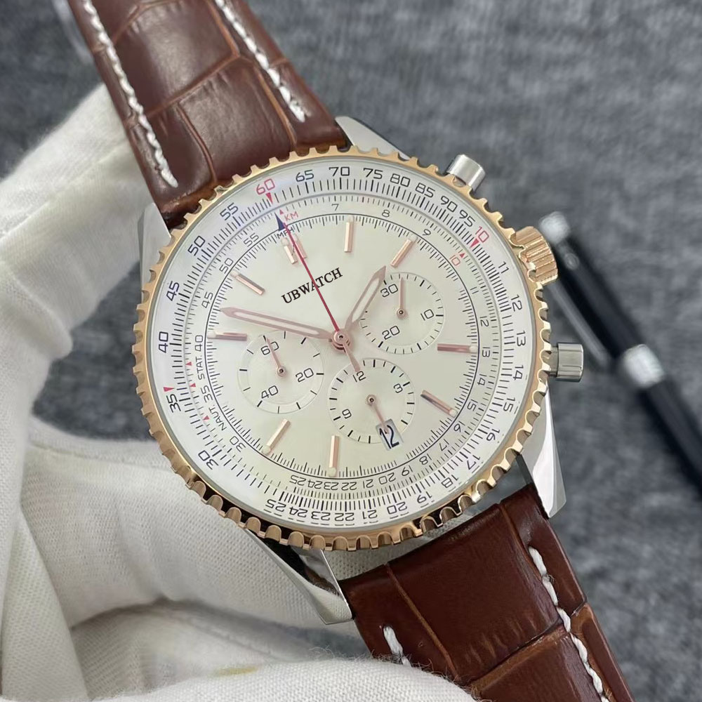 Luxury B1 Quartz VK chronometer Navi timer Stainless Steel Dial Mens Watches Stainless Steel Top