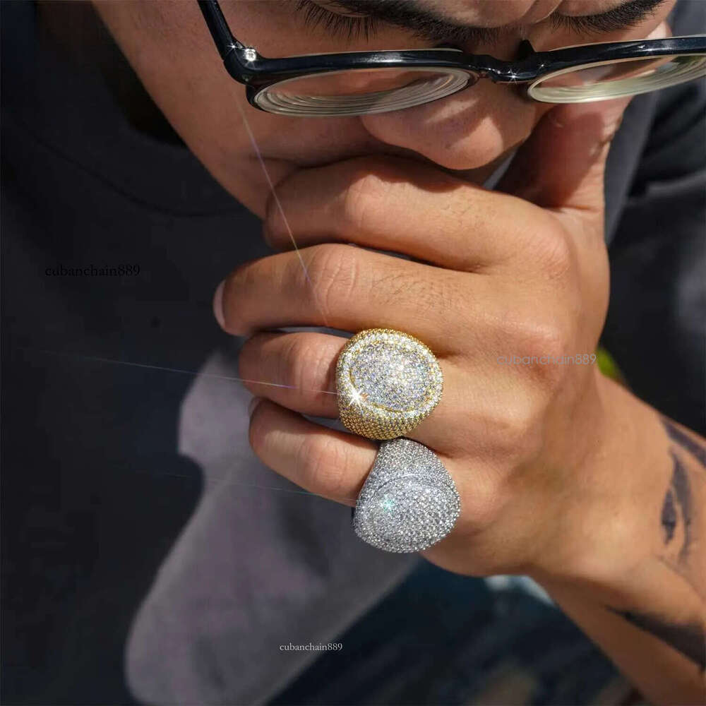 Wholesale Price Iced Out Rings Hip Hop Punk Rock 5A+ Grade Moissanite Ring Rapper Jewelry Gift for Men