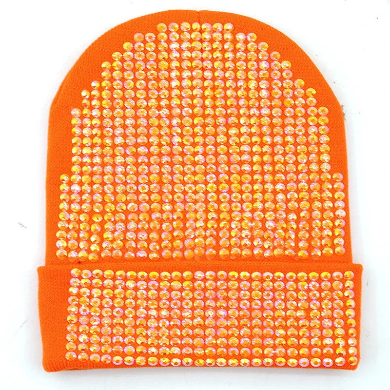 Beanie Diamond Inlaid Solid Color Brimless Bell Shaped Hat Handmade Woolen Warm Sticky Knit 4m857 251013