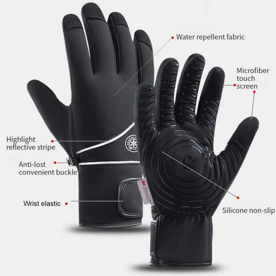 GTUBIKE Waterproof Winter GlovesTouch Screen Warm GlovesNonSlip PalmCold Weather Thermal Gloves for CyclingDrivingSkiing J251029