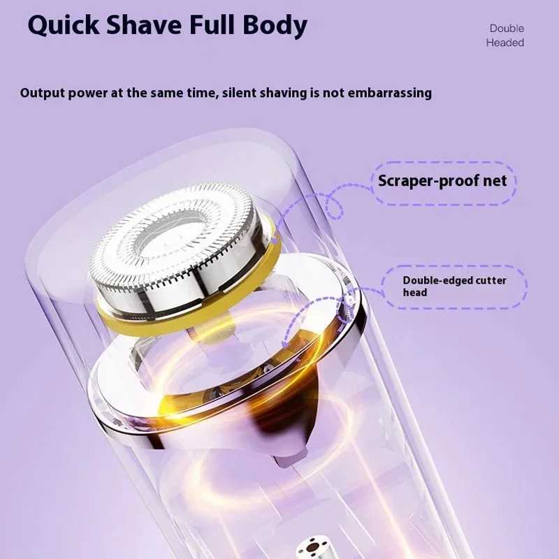 Multifunction epilator for women double razor head USB rechargeable face beard legs body underarm bikini electric shaver J251117