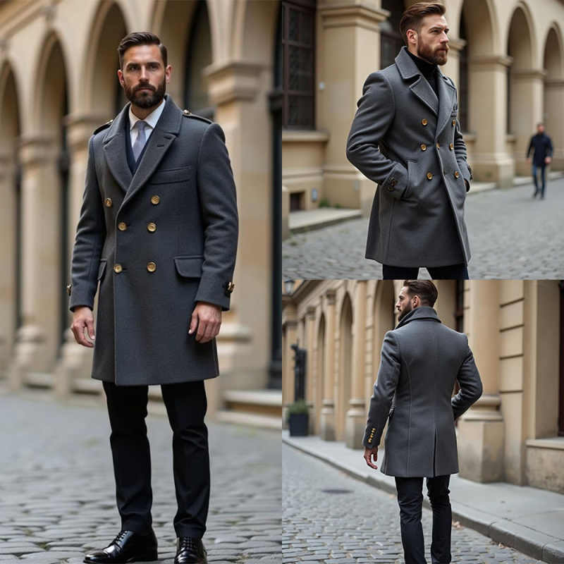 Casual Men Coat Double Breasted Wool Blends Office Work Jacket Blazers Business Occasion Customized One Piece Overcoat
