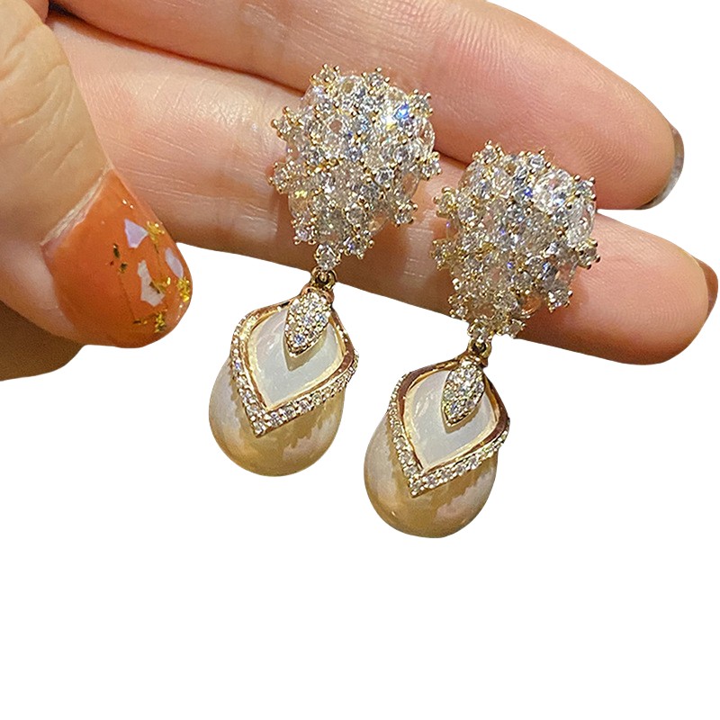 Choucong Sparkling Handmade Dangle Earrings Luxury Jewelry 925 Sterling Silver Fill White 5A Cubic Zircon CZ Diamond Gemstones Lab Pearl Women Drop Ea