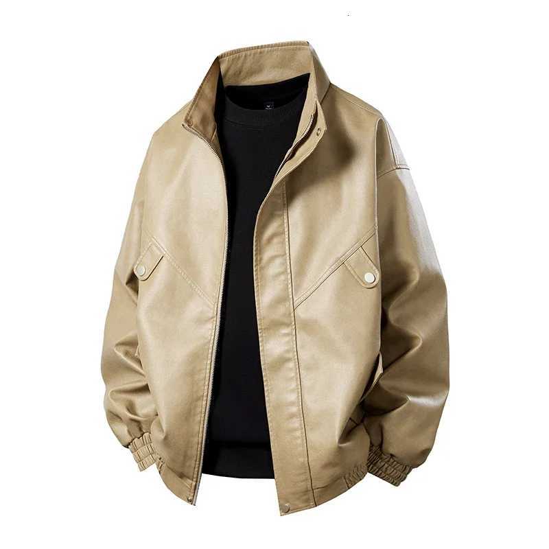 2025 Spring Autumn Faux Leather Jacket For Men Casual Motorcycle Bike PU Coat Windproof Vintage OutwearT251029
