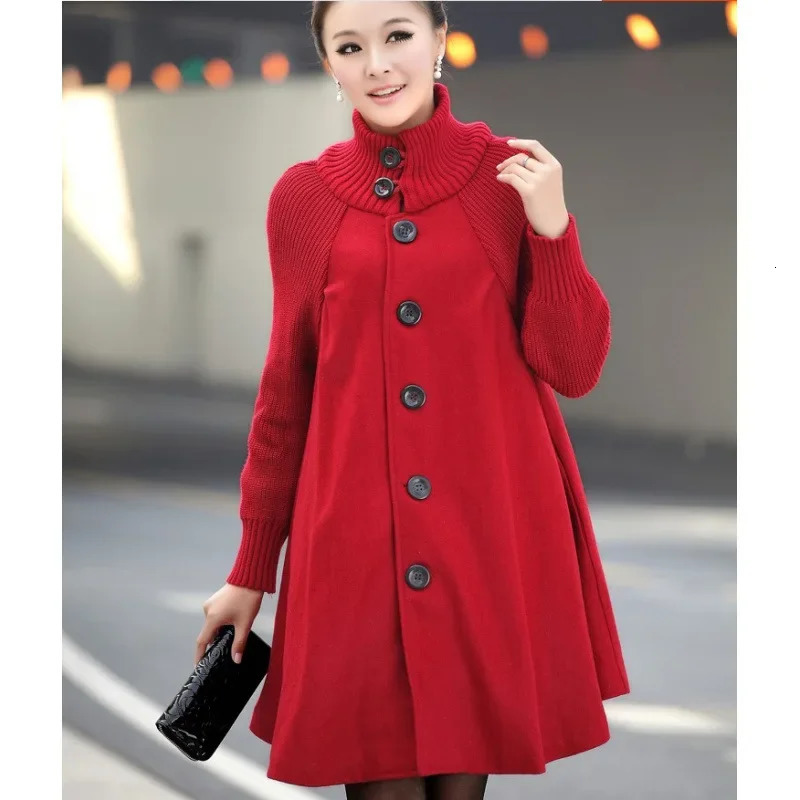 Plus Size Autumn Winter Style Korean Plus Size Womens Clothing MediumLength Loose Fit Woolen Coat Jacket 251029