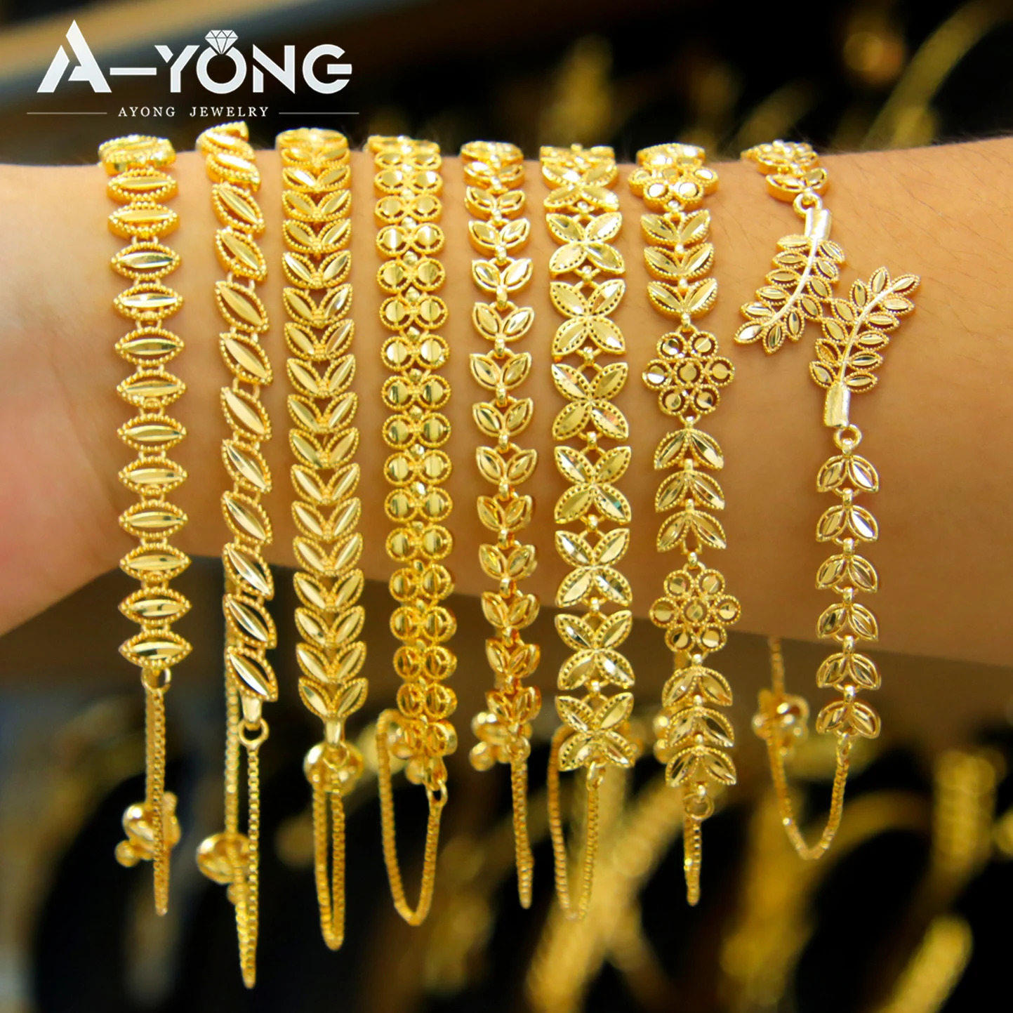Dubai Gold Plated Bracelet 21k Gold Color Muslim Women Lucky Charm Bangles Oman Saudi Bridal Event Party Jewelry 251028