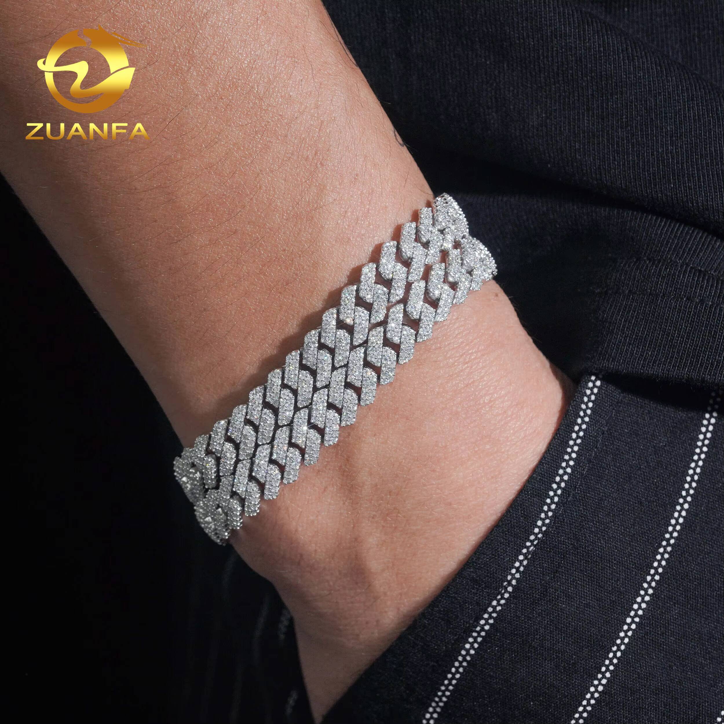 USA Local Stock 8mm Bracelet Custom Hip Hop Jewelry Iced Out Diamond 925 Silver VVS Moissanite Cuban Link Chain Bracelet