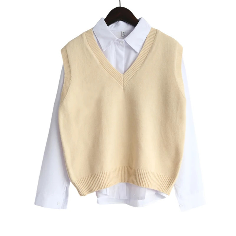 Fall Winter Sweater Vest Women 2025 Korean Fashion V Neck Sleeveless Knitted Pullover Waistcoat Female Loose Spring Jumper 251029