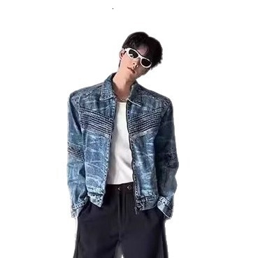 Short Deconstructed Jacket Men's Trendy Brand Designer Jacket High-end Cool Spring And Autumn American Design Heavy-duty Denim Jacket