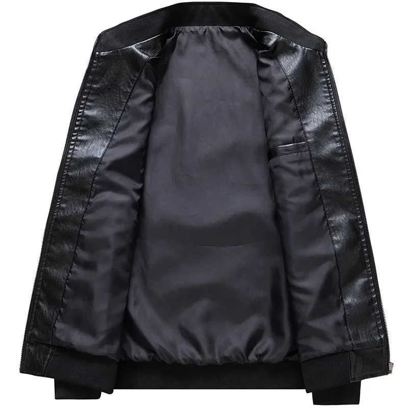 Men Faux Leather Zipper PU Leather Coat Outerwear Zipper Cardigan Loose Moto Biker Autumn 2025 Long Sleeve Solid JacketsT251029
