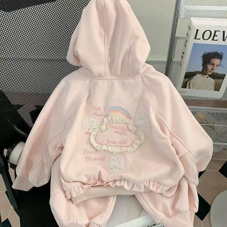 Designer Women's Set Spring and Autumn Fashion Baby Girl hooded sweatshirt jacket long pants two-piece set hoodie