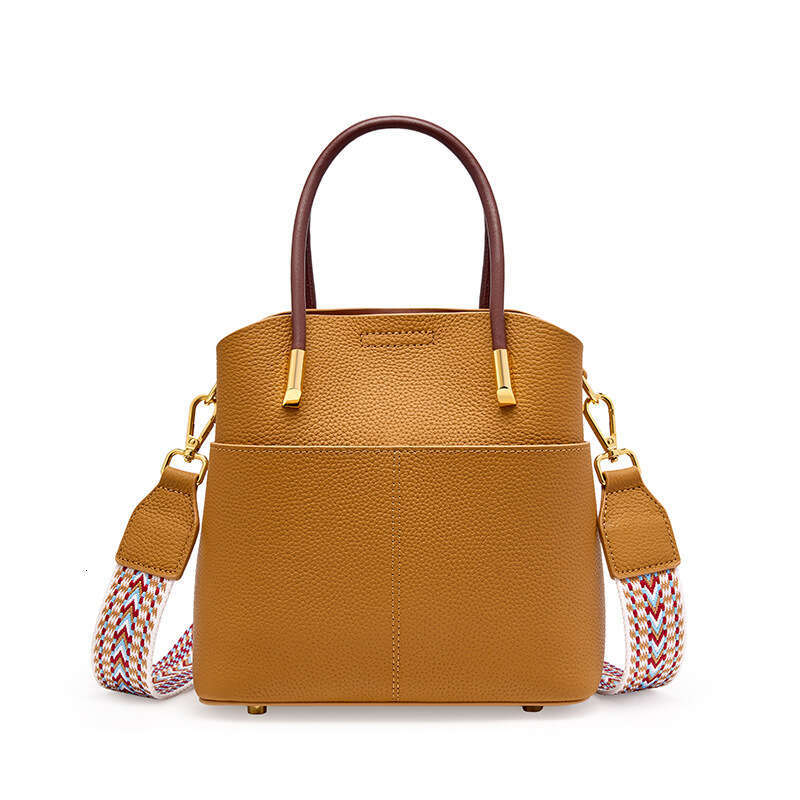 Niche Genuine Leather Bucket for Women Versatile Stylish Handbag High-end Casual Crossbody Cowhide Bag