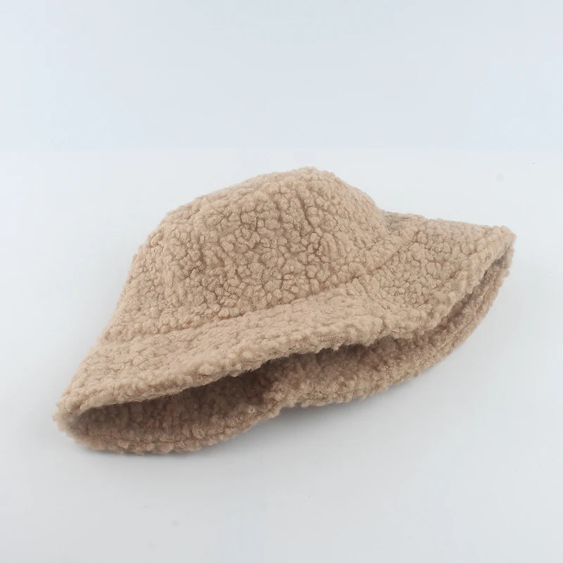 Lamb Wool Bucket Hat Winter Warm Hats For Women Lady Thicken Flat Top Cap Unisex Men Panama Outdoor Fisherman Hat Caps 251029