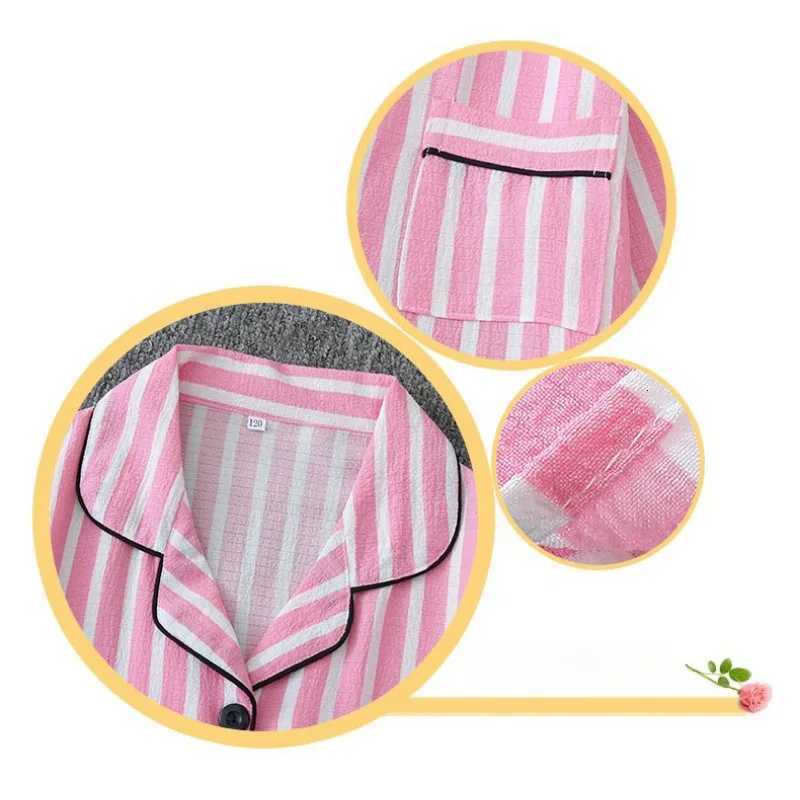 Sexy Sleepwear Women Plus Size Pink Striped Pajamas Bubble Crumpled Cotton Student Loungewear Long Sleeve Long Pants NightwearT251029