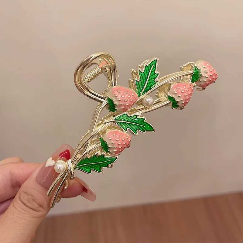 1pc Fashion Strawberry Hair Claw for Women Girls Clamps Hair Crab Metal Ponytail Large Hair Clip Claw Accessories Headwear TiaraW251028