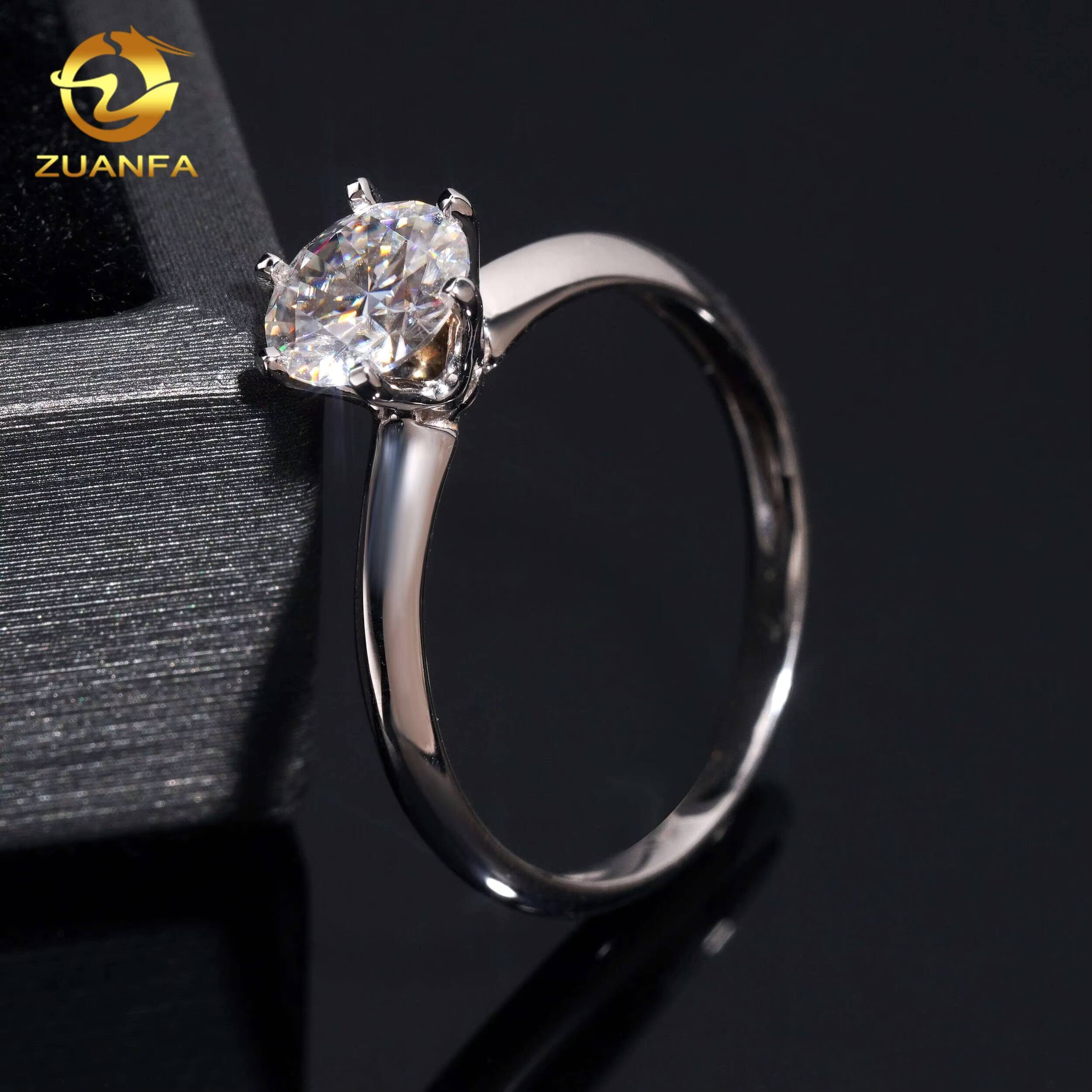 Custom Classical 6prongs Brilliant Cut Moissanite Pass Diamond Test 10K 14K 18K RoseYellowWhite Gold Wedding Engagement Ring