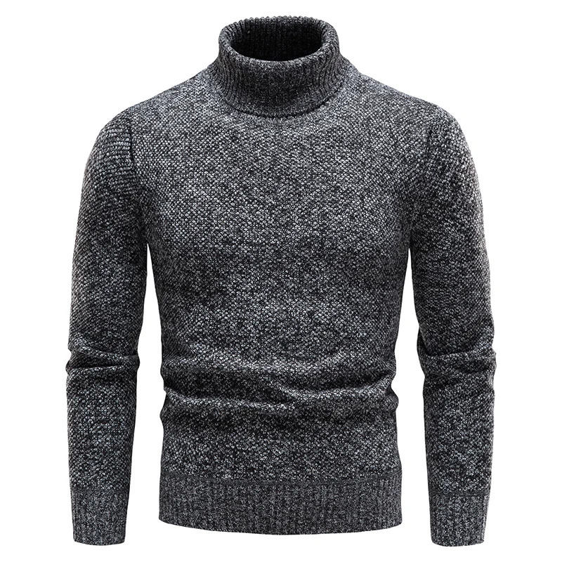 Autumn Winter Fleece Sweater Men Thicker Turtleneck Warm Pullover Slim Fit Man Clothes Black Brown Jumpers Elastic 251029