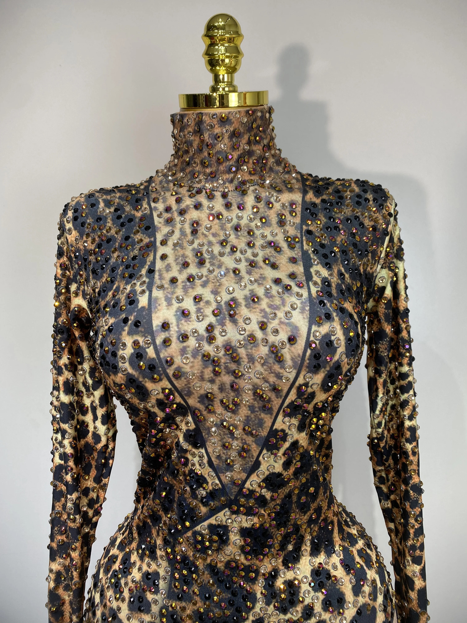 Women Stretch Leopard Print Sexy Bodycon Jumpsuit Bar Nightclub Singer Dancer y Diamond Stage Performance Outfit 251027