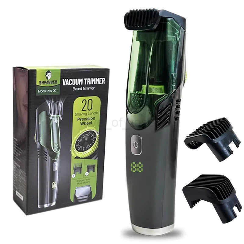 Cordless Men Beard Trimmer Rechargeable Electric Shaver with 20 Trim Builtin Vacuum Clipper for Mustache Sideburns Grooming Kit Z251029