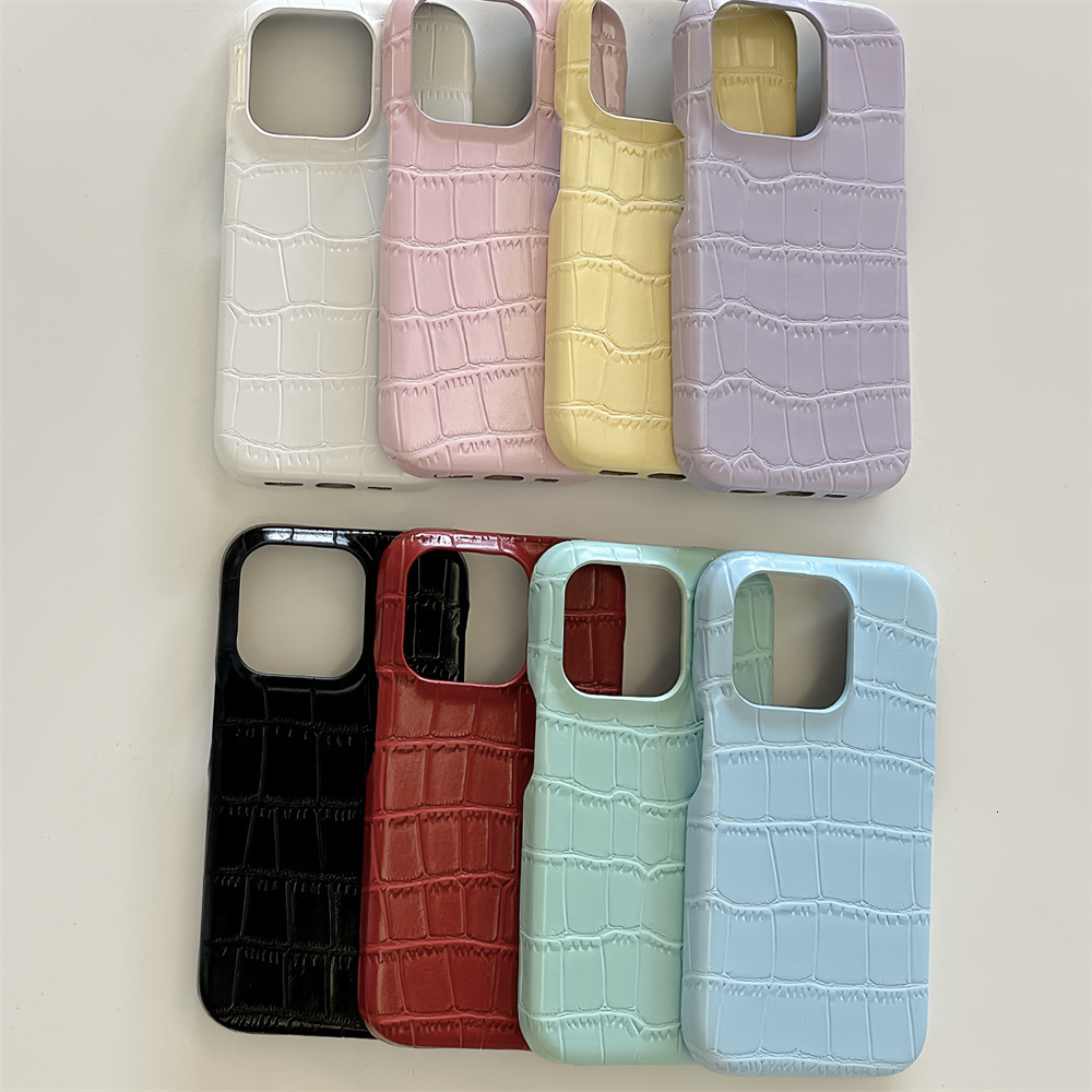 Niche Crocodile Leather Solid Color Phone Compatible with iPhone 17/16/15/14 Pro Max Material Case Apple 13