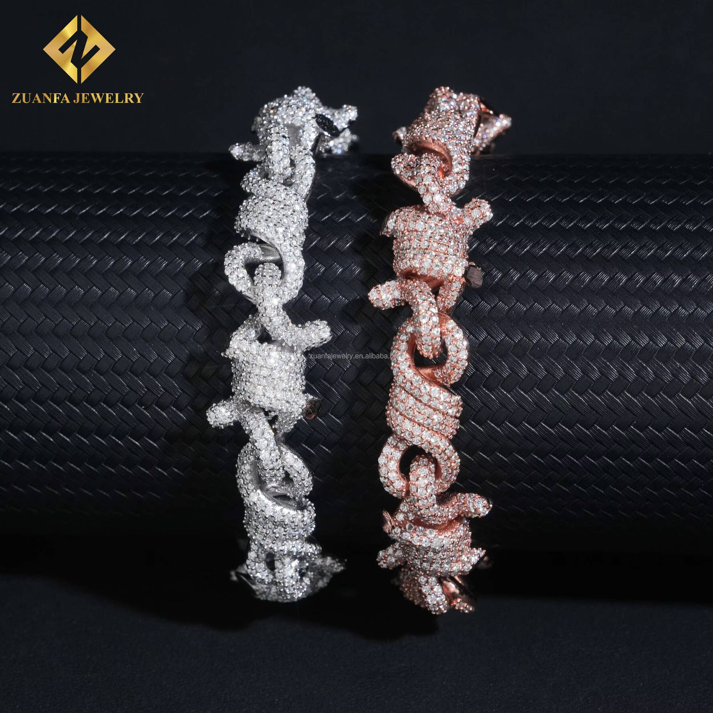 Fashion Man Luxury Hip Hop Luxury 925 Sterling Silver Iced Out Jewelry FL Moissanite Diamond Infinity Cuban Link Bracelet