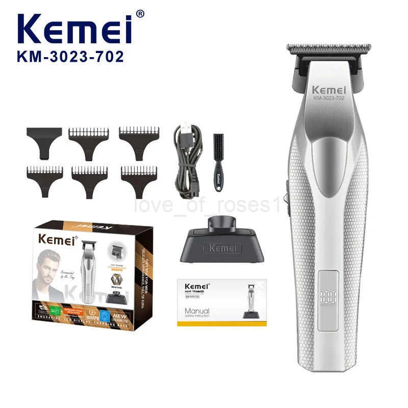 Kemei 3023702 Zero Gapped Cordless Hair Trimmer Professional Hair Clipper Men Barber Rechargeable Finish Hair Citing Machine Z251029