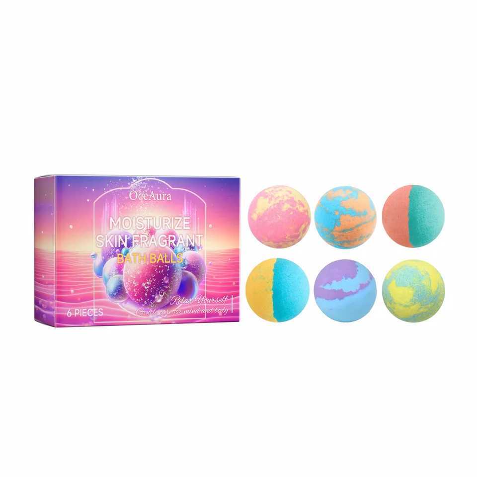OceAura 6pcs Bubble Bath Bomb Ball Exfoliating Body Nourish Skin Relieve Fatigue Stress Anxiety Clean Pores Body Bath Bomb Set L251029