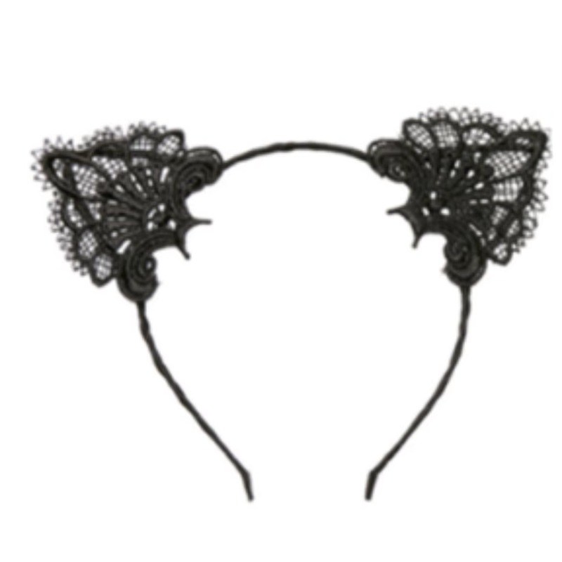 4 black cat costume sets, including shiny cat ears, headbands, tails, bow ties, fishing net gloves, lace masks and Cosplay costumes