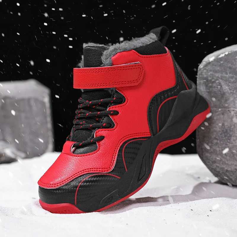 Luxury Boys Snow Boots Outdoor Children Plush Sneaker 2025 New PU Leather Nonslip Black Casual Sports Shoes for Boy L251028 XJ260303