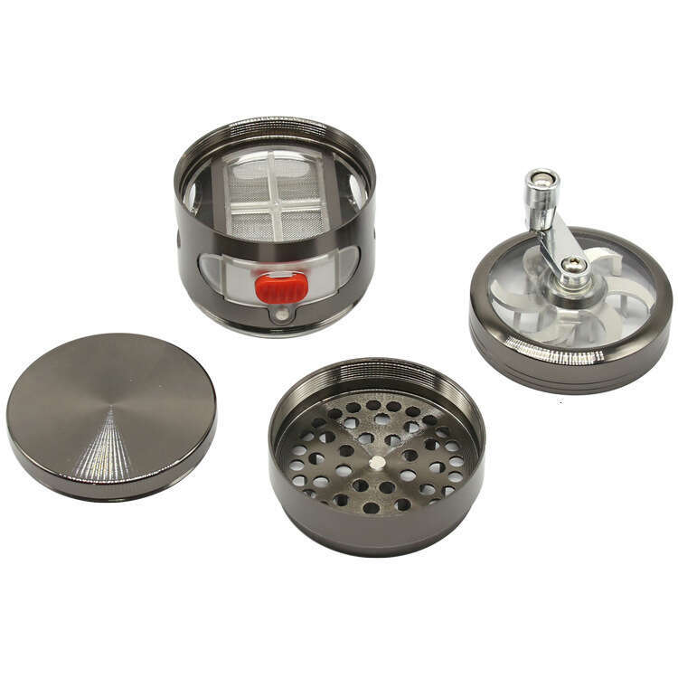 63MM 4-Layer Zinc Alloy Hand-Crank Grinder with Drawer, New Style Smoking Grinder