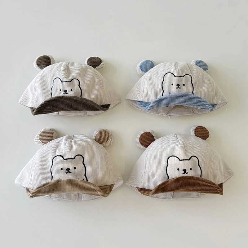Cute Bear Baby Sunscreen Duck Tongue Hat Cartoon Kids Soft Brim Visors Autumn Corduroy 25year Boy Girl Toddler Baseball Cap 251028