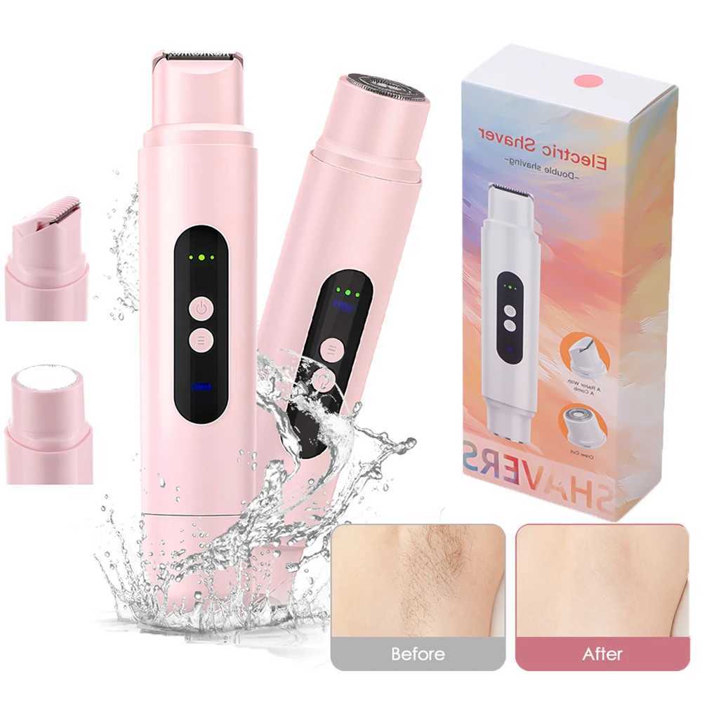 Electric Epilator 2In1 Double Head For Bikini Leg Womens Cordless Shaver Painless Body Hair Removal Waterproof Hair Trimmer J251117