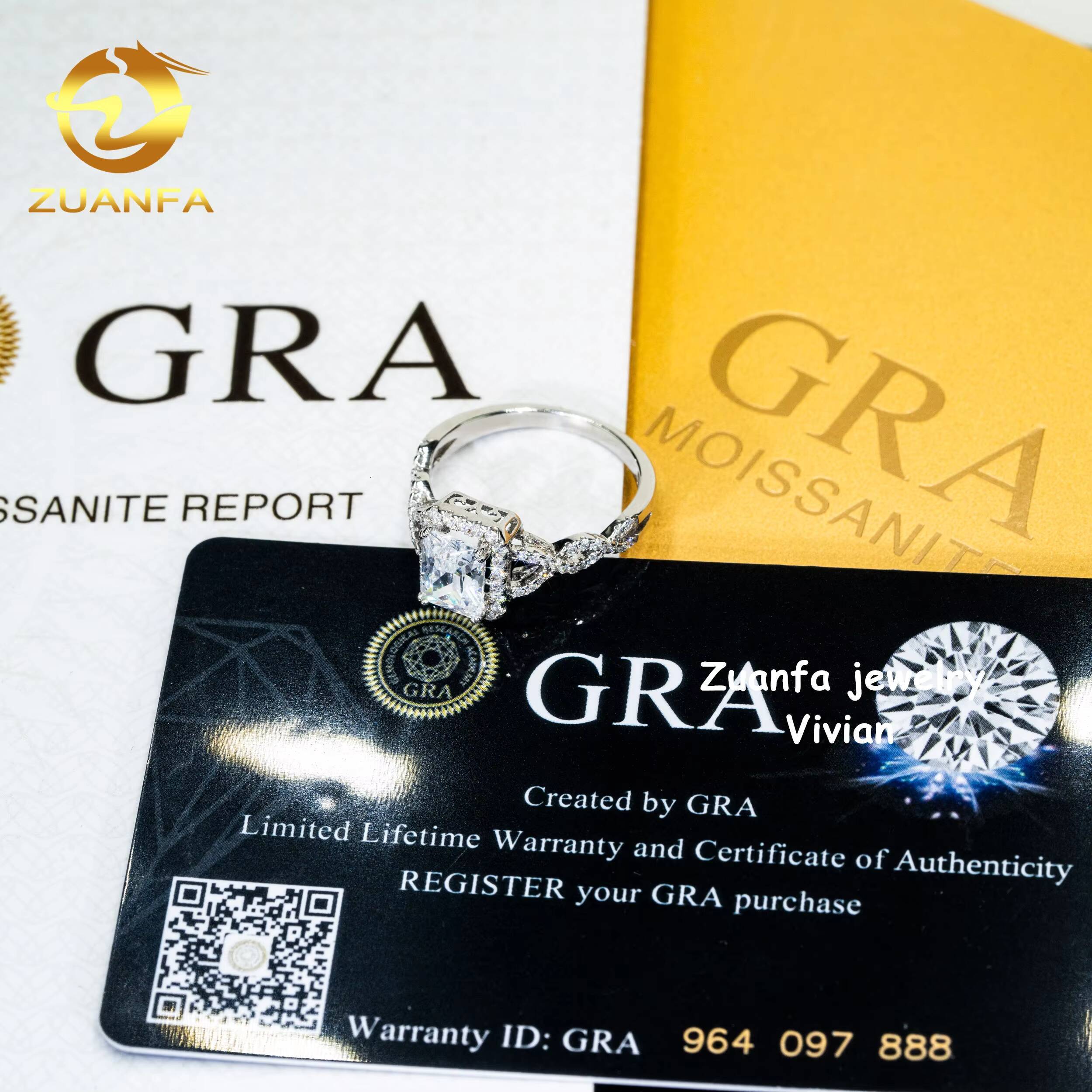 Iced Out VVS Moissanite Diamond Hip Hop Iced Out Sterling Silver 925 GRA Cetrtificated Hip Hop Jewelry Custom Ring