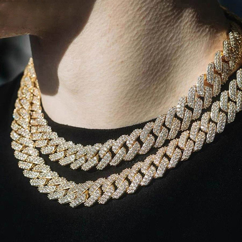 15mm Hip Hop TopBling Tennis Chain Choker Colorful 5A Zircon Cuban Chain Necklace Real Gold Plated Jewelry