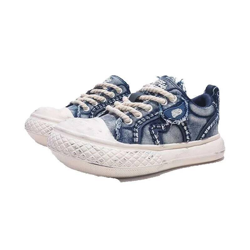Jifffly Canvas Shoes for Couples 2025 New Trend Thick Sole Height Increasing Casual Versatile Low-top Sneakers Four-season Fit Easy-matching
