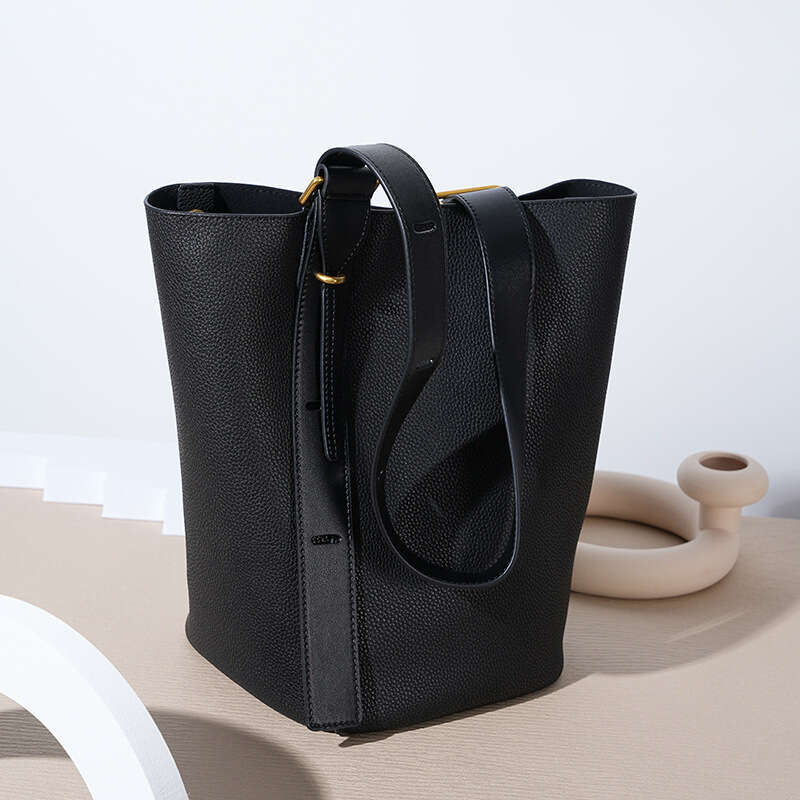 Ins Niche Design High Leather Women Shoulder Bag, Light Commuting Cowhide Large Capacity Crossbody Bucket Bag 2025