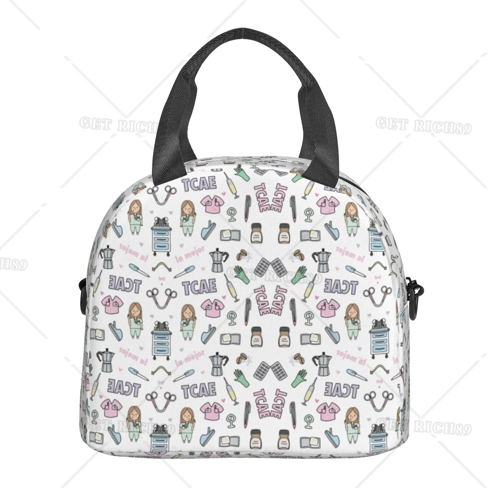 Doctor Nurse Enfermera En Apuros Lunch Bag Large Insulated Lunch Boxes with Adjustable Shoulder Strap for Women Work Trip 251029