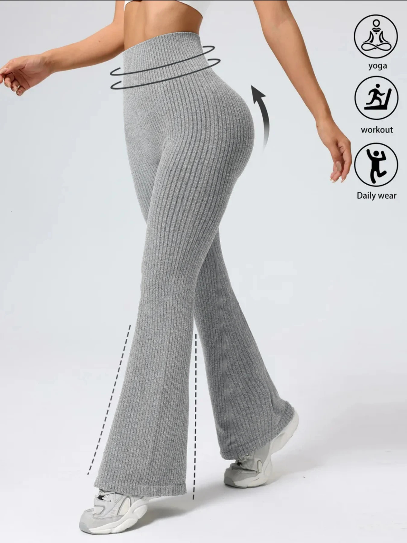 Womens HighWaist Bell Bottom Pants Sporty Tight Fit Comfortable Elastic n Ideal for Exercise And Daily Wear 251029